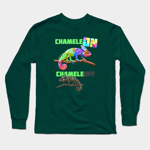 ChameleON ChameleOFF | Neurodivergent Social Chameleon Long Sleeve T-Shirt by QuirkyGuacamole